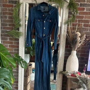 GAP Dark Blue Belted Denim Jumpsuit Size 4